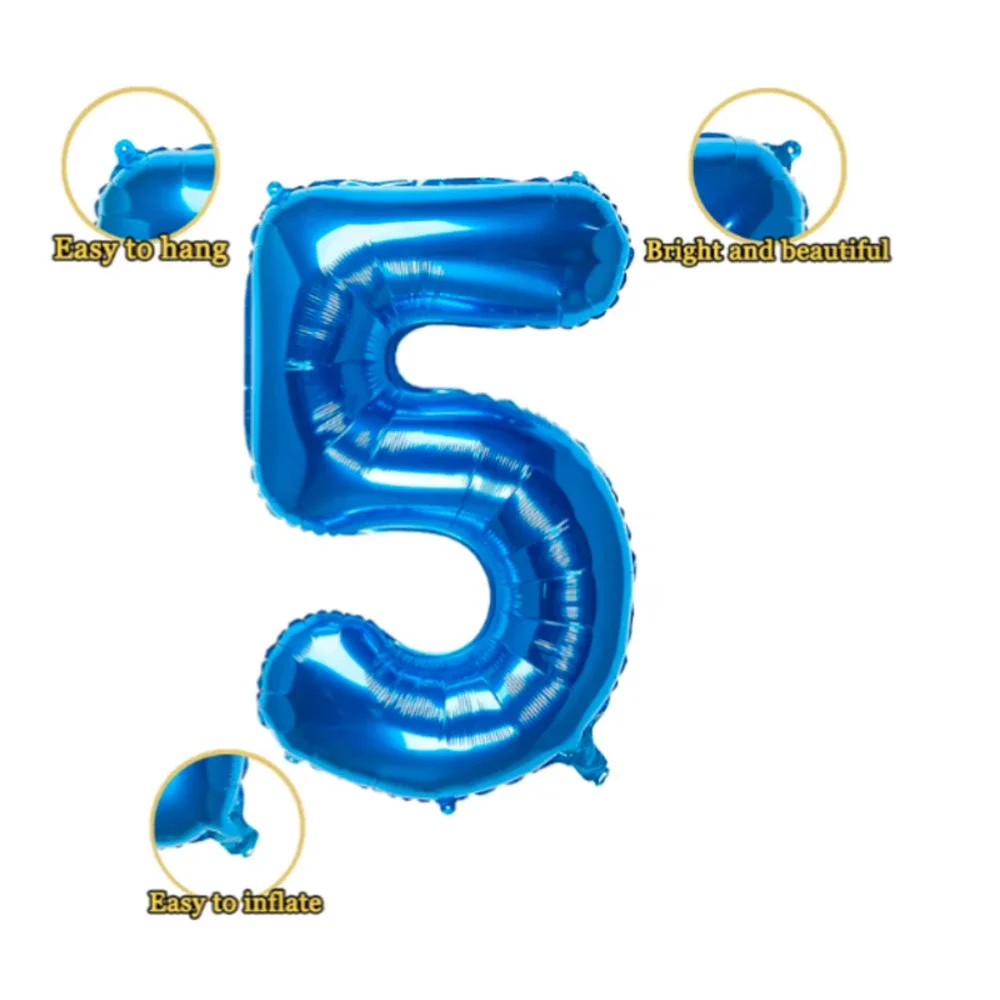 32in 5‎ Blue Foil Birthday Anniversary Party Celebration Balloon Brand New